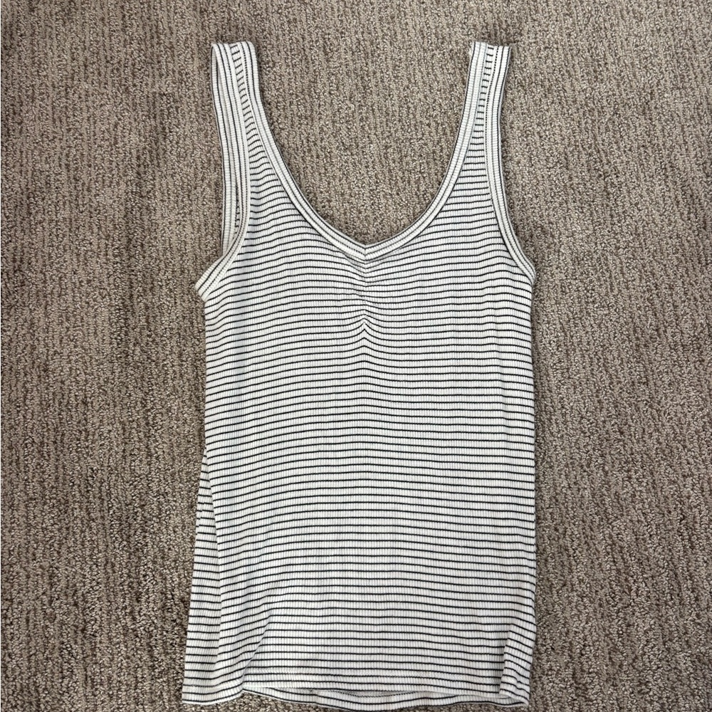 American Eagle Outfitters Black and White Striped Tank Top